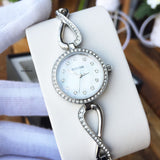 Buy Shop Bulova Crystals Quartz Mother of Pearl Dial Silver Steel Strap Watch for Women - 96X129 USA Online