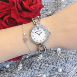 Buy Shop Bulova Crystals Quartz Mother of Pearl Dial Silver Steel Strap Watch for Women - 96X129 USA Online