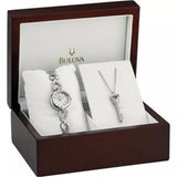 Buy Shop Bulova Crystals White Dial Silver Steel Strap Watch for Women - 96X114 USA Online