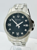 Buy Shop Bulova Diamond Accent Black Dial Silver Steel Strap Watch for Men - 96K106 USA Online