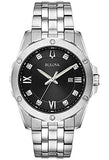 Buy Shop Bulova Diamond Accent Black Dial Silver Steel Strap Watch for Men - 96K106 USA Online