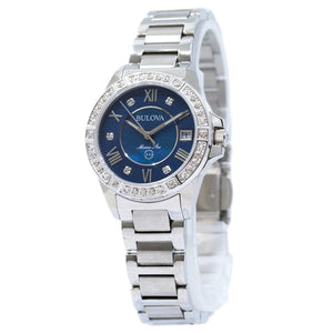 Buy Shop Bulova Marine Star Blue Dial Silver Steel Strap Watch for Women - 96R215 USA Online
