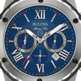 Buy Shop Bulova Marine Star Blue Dial Black Silicone Strap Watch for Men - 98B258 USA Online