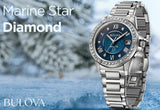 Buy Shop Bulova Marine Star Blue Dial Silver Steel Strap Watch for Women - 96R215 USA Online