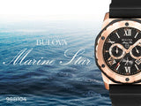 Buy Shop Bulova Marine Star Chronograph Black Dial Black Rubber Strap Watch for Men - 98B104 USA Online