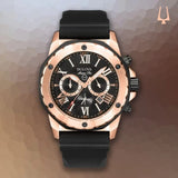 Buy Shop Bulova Marine Star Chronograph Black Dial Black Rubber Strap Watch for Men - 98B104 USA Online