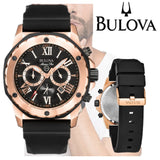 Buy Shop Bulova Marine Star Chronograph Black Dial Black Rubber Strap Watch for Men - 98B104 USA Online