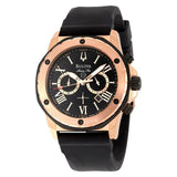 Buy Shop Bulova Marine Star Chronograph Black Dial Black Rubber Strap Watch for Men - 98B104 USA Online