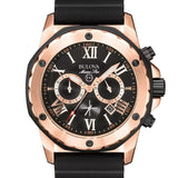 Buy Shop Bulova Marine Star Chronograph Black Dial Black Rubber Strap Watch for Men - 98B104 USA Online