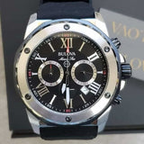Buy Shop Bulova Marine Star Chronograph Black Dial Black Rubber Strap Watch for Men - 98B127 USA Online