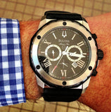 Buy Shop Bulova Marine Star Chronograph Black Dial Black Rubber Strap Watch for Men - 98B127 USA Online