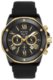 Buy Shop Bulova Marine Star Chronograph Black Dial Black Rubber Strap Watch for Men - 98B278 USA Online