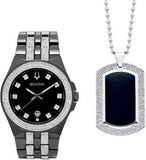 Bulova Crystal Collection Black Dial Two Tone Steel Strap Watch for Men - 98K101