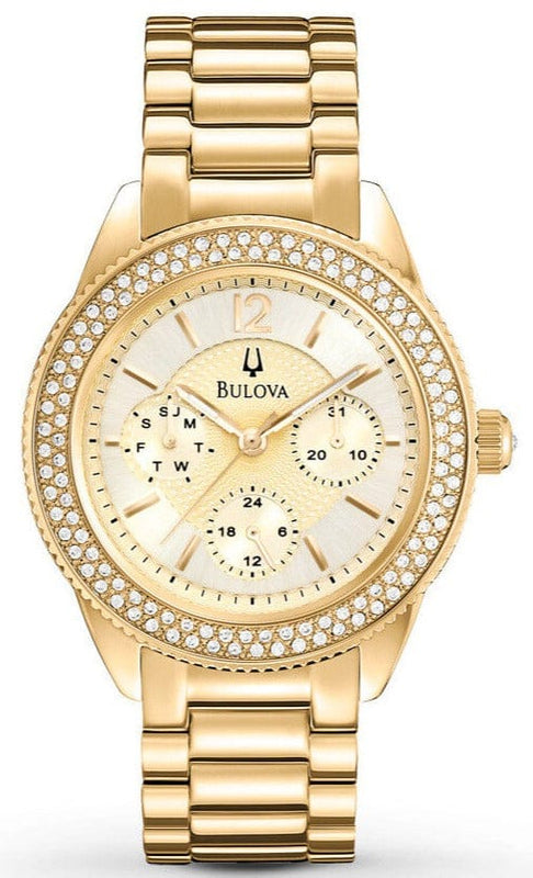Buy Shop Bulova Multi Function Gold Dial Gold Steel Strap Watch for Women - 97N102 USA Online
