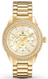 Buy Shop Bulova Multi Function Gold Dial Gold Steel Strap Watch for Women - 97N102 USA Online