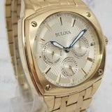 Buy Shop Bulova Multifunction White Dial Gold Steel Strap Watch for Men - 97C105 USA Online