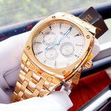 Buy Shop Bulova Multifunction White Dial Gold Steel Strap Watch for Men - 97C105 USA Online