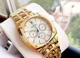 Buy Shop Bulova Multifunction White Dial Gold Steel Strap Watch for Men - 97C105 USA Online