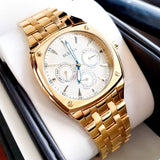 Buy Shop Bulova Multifunction White Dial Gold Steel Strap Watch for Men - 97C105 USA Online