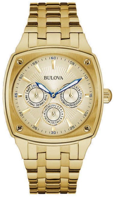Buy Shop Bulova Multifunction White Dial Gold Steel Strap Watch for Men - 97C105 USA Online