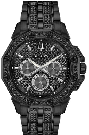 Buy Shop Bulova Octova Chronograph Black Crystal Dial Black Steel Strap Watch for Men - 98C134 USA Online