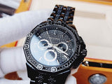 Bulova Octova Chronograph Black Crystal Dial Black Steel Strap Watch for Men - 98C134