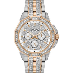 Buy Shop Bulova Octova Crystal Silver Dial Two Tone Steel Strap Watch for Men - 98C133 USA Online