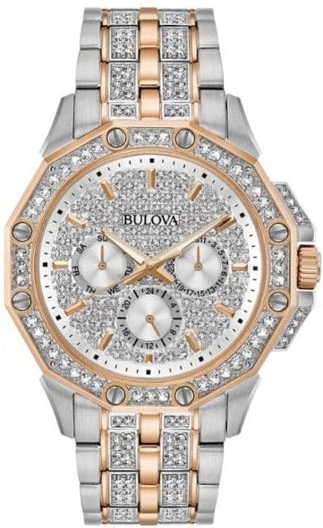Buy Shop Bulova Octova Crystal Silver Dial Two Tone Steel Strap Watch for Men - 98C133 USA Online