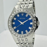 Buy Shop Bulova Phantom Baguette Crystal Blue Dial Silver Steel Strap Watch for Men - 96A254 USA Online