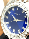 Buy Shop Bulova Phantom Baguette Crystal Blue Dial Silver Steel Strap Watch for Men - 96A254 USA Online