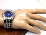 Buy Shop Bulova Phantom Baguette Crystal Blue Dial Silver Steel Strap Watch for Men - 96A254 USA Online