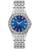 Buy Shop Bulova Phantom Baguette Crystal Blue Dial Silver Steel Strap Watch for Men - 96A254 USA Online