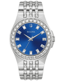 Buy Shop Bulova Phantom Baguette Crystal Blue Dial Silver Steel Strap Watch for Men - 96A254 USA Online