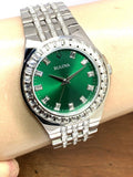 Buy Shop Bulova Phantom Classic Baguette Green Dial Silver Steel Strap Watch for Men - 96A253 USA Online
