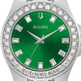 Buy Shop Bulova Phantom Classic Baguette Green Dial Silver Steel Strap Watch for Men - 96A253 USA Online
