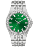 Buy Shop Bulova Phantom Classic Baguette Green Dial Silver Steel Strap Watch for Men - 96A253 USA Online