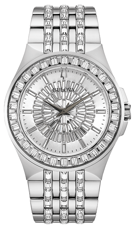 Buy Shop Bulova Phantom Crystal Silver Dial Silver Steel Strap Watch for Men - 96A236 USA Online