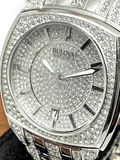 Buy Shop Bulova Phantom Swarovski Crystal Pave Silver Dial Silver Steel Strap Watch for Men - 98B296 USA Online