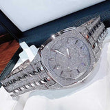 Buy Shop Bulova Phantom Swarovski Crystal Pave Silver Dial Silver Steel Strap Watch for Men - 98B296 USA Online
