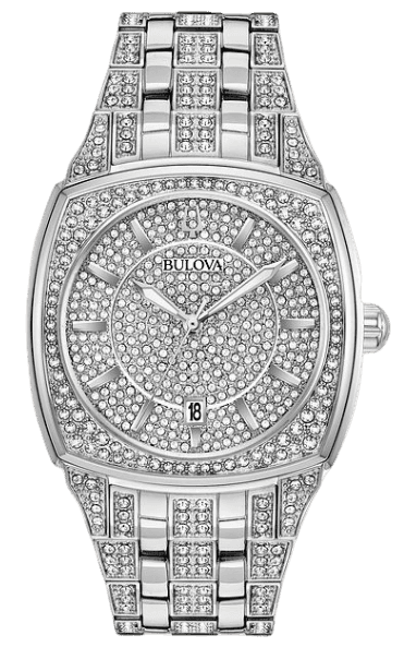 Buy Shop Bulova Phantom Swarovski Crystal Pave Silver Dial Silver Steel Strap Watch for Men - 98B296 USA Online