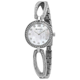 Bulova Crystal Collection Mother of Pearl Dial Silver Steel Strap Watch for Women - 96L223