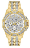 Bulova Crystal Collection Octova White Dial Gold Steel Strap Watch for Men - 98C126