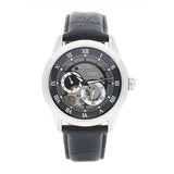 Bulova BVA Classic Automatic Silver Dial Black Leather Strap Watch for Men - 96A135