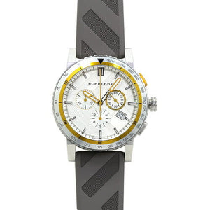 Buy Shop Burberry Belt Chronograph Silver Dial Brown Rubber Strap Watch For Men - BU9811 USA Online