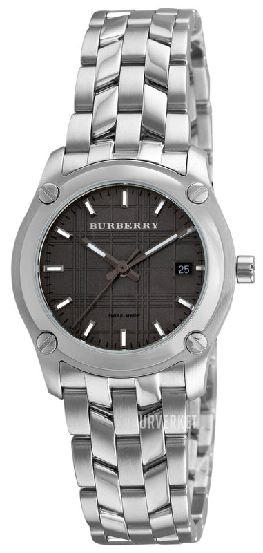 Buy Shop Burberry Herringbone Grey Dial Silver Steel Strap Watch for Women - BU1851 USA Online