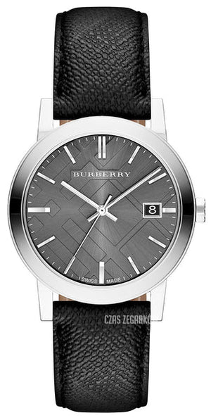 Burberry Heritage Grey Dial Black Leather Strap Watch for Men - BU9024