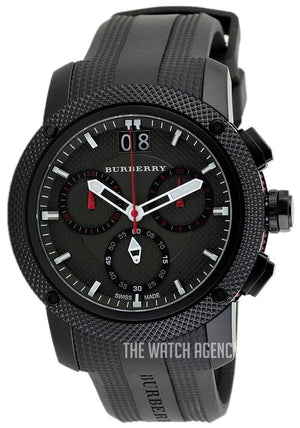 Buy Shop Burberry The Endurance Chronograph Black Dial Black Rubber Strap Watch For Men - BU9802 USA Online