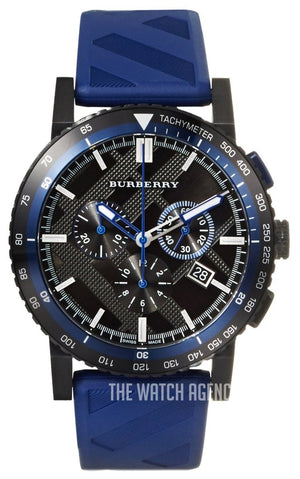 Buy Shop Burberry The City Sport Chronograph Black Dial Blue Rubber Strap Watch For Men - BU9807 USA Online