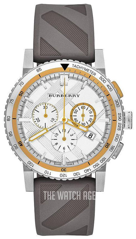 Buy Shop Burberry Belt Chronograph Silver Dial Brown Rubber Strap Watch For Men - BU9811 USA Online