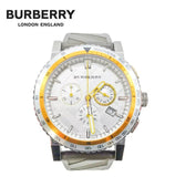 Buy Shop Burberry Belt Chronograph Silver Dial Brown Rubber Strap Watch For Men - BU9811 USA Online
